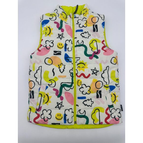 Crayola Puffer Vest Reversible Sz S/M* Zip Up & Pockets Multicolors - Picture 1 of 8